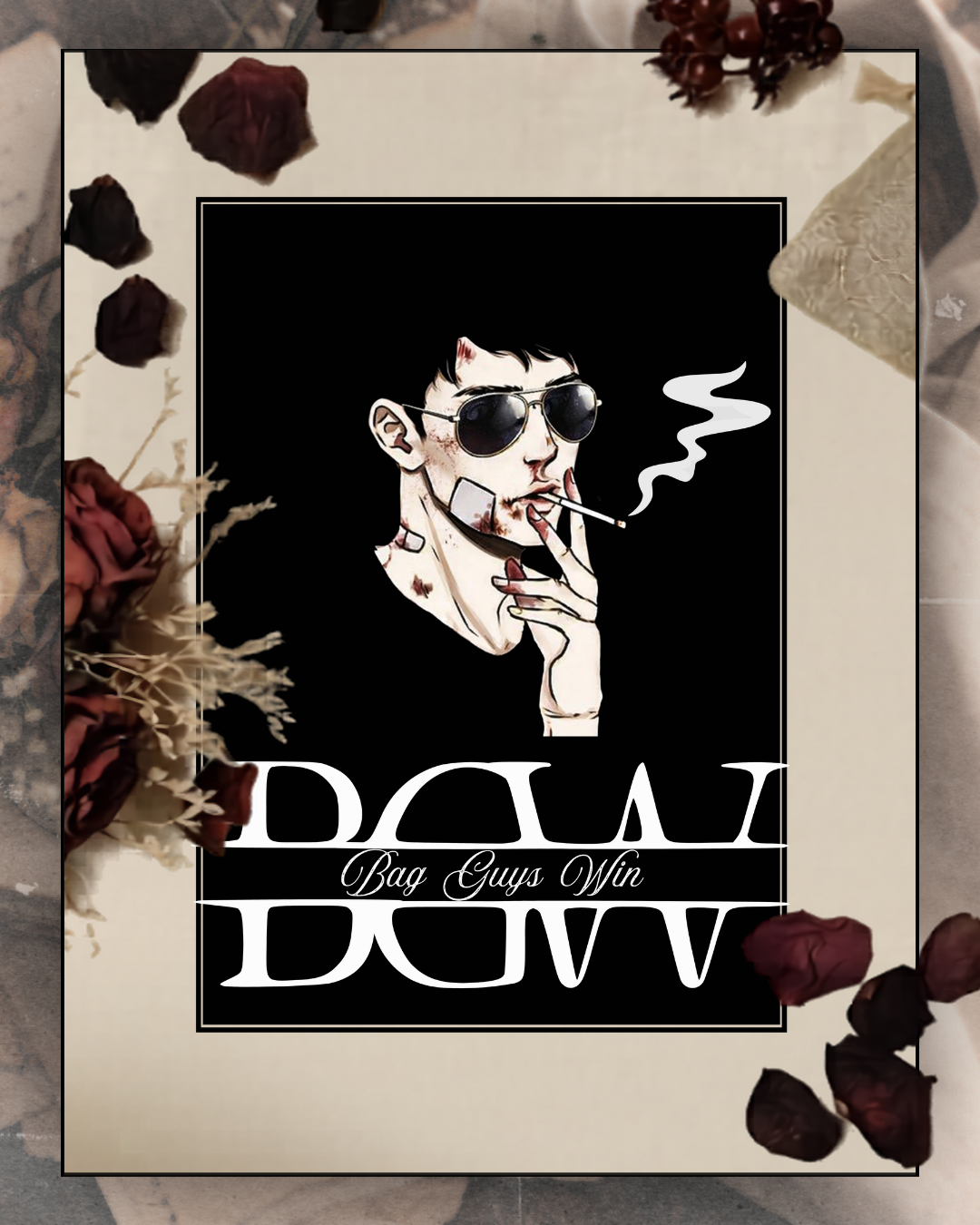 Tote bag en coton beige avec  illustration graphique noire inspirée des bad boys littéraires : “Bag Guys Win”, inspiré du trope bad guy wins pour lectrices de dark romance, idéal pour transporter livres et romans.