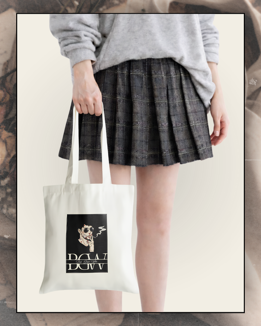 Tote bag en coton beige avec  illustration graphique noire inspirée des bad boys littéraires : “Bag Guys Win”, inspiré du trope bad guy wins pour lectrices de dark romance, idéal pour transporter livres et romans.