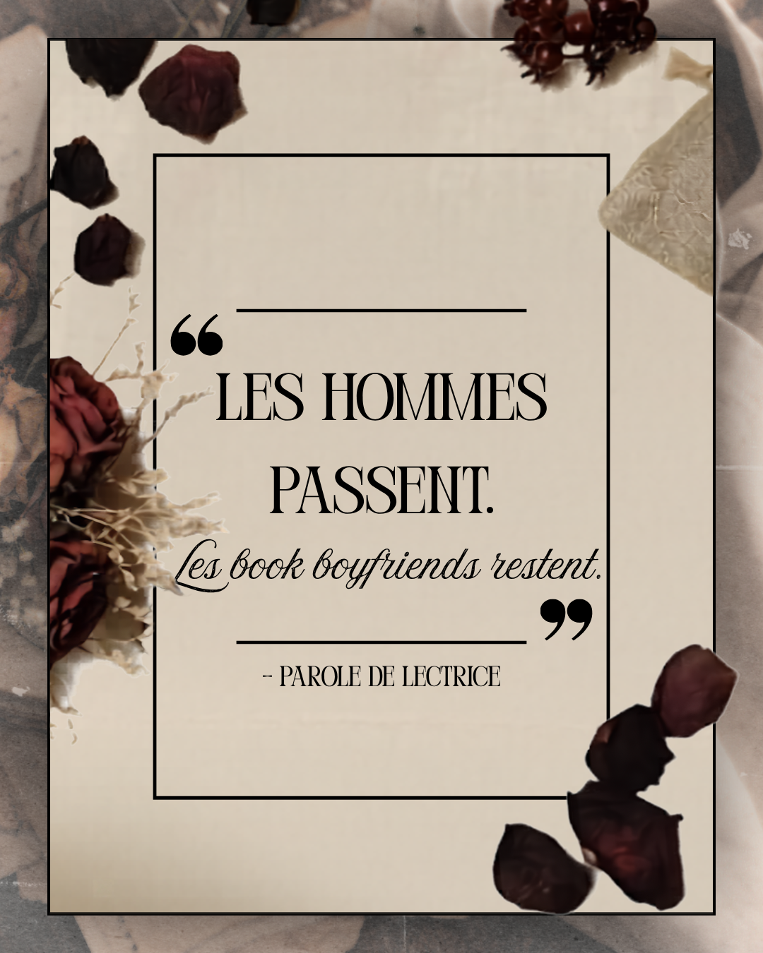 Tote bag lecture en coton beige “Les hommes passent. Les book boyfriends restent”, avec citation humoristique pour lectrices qui préfèrent les hommes dans les fictions aux déceptions du réel, idéal comme cadeau de lectrice et comme accessoire bookish pour transporter livres et romans.